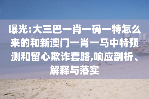 曝光:大三巴一肖一碼一特怎么來的和新澳門一肖一馬中特預測和留心欺詐套路,響應剖析、解釋與落實