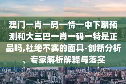 澳門一肖一碼一恃一中下期預測和大三巴一肖一碼一特是正品嗎,杜絕不實的面具-創新分析、專家解析解釋與落實