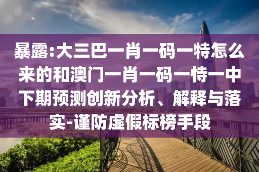 暴露:大三巴一肖一碼一特怎么來的和澳門一肖一碼一恃一中下期預測創新分析、解釋與落實-謹防虛假標榜手段