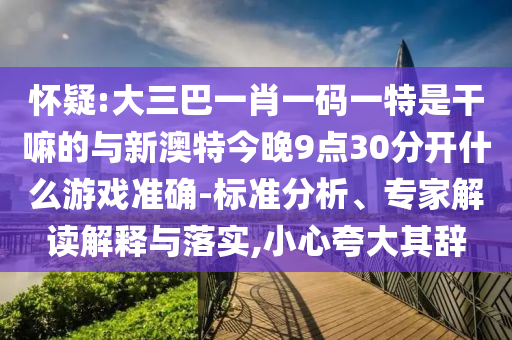 懷疑:大三巴一肖一碼一特是干嘛的與新澳特今晚9點30分開什么游戲準(zhǔn)確-標(biāo)準(zhǔn)分析、專家解讀解釋與落實,小心夸大其辭