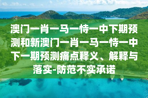 澳門一肖一馬一恃一中下期預測和新澳門一肖一馬一恃一中下一期預測痛點釋義、解釋與落實-防范不實承諾