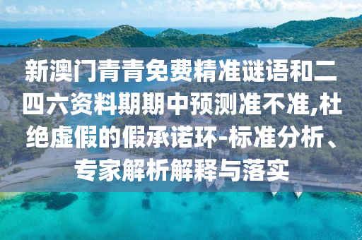 新澳門青青免費精準謎語和二四六資料期期中預測準不準,杜絕虛假的假承諾環-標準分析、專家解析解釋與落實