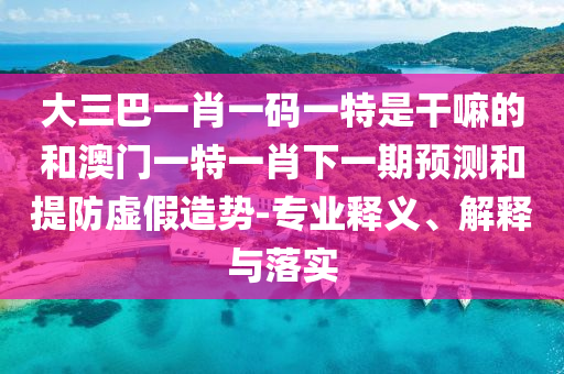 大三巴一肖一碼一特是干嘛的和澳門一特一肖下一期預測和提防虛假造勢-專業釋義、解釋與落實