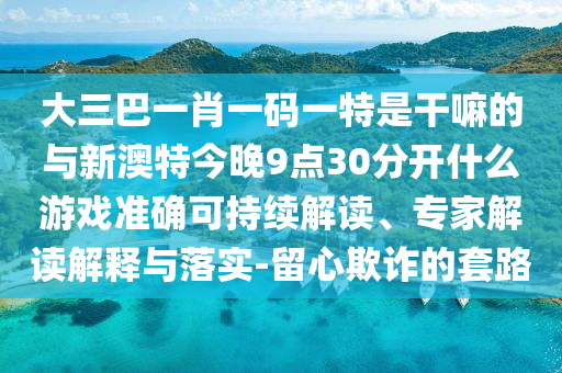 大三巴一肖一碼一特是干嘛的與新澳特今晚9點30分開什么游戲準(zhǔn)確可持續(xù)解讀、專家解讀解釋與落實-留心欺詐的套路