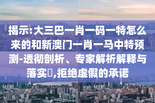 揭示:大三巴一肖一碼一特怎么來的和新澳門一肖一馬中特預測-透徹剖析、專家解析解釋與落實?,拒絕虛假的承諾
