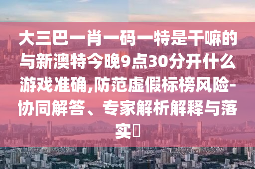 大三巴一肖一碼一特是干嘛的與新澳特今晚9點30分開什么游戲準(zhǔn)確,防范虛假標(biāo)榜風(fēng)險-協(xié)同解答、專家解析解釋與落實?