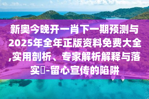 新奧今晚開一肖下一期預測與2025年全年正版資料免費大全,實用剖析、專家解析解釋與落實?-留心宣傳的陷阱
