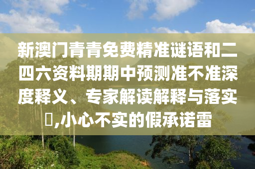 新澳門青青免費精準謎語和二四六資料期期中預測準不準深度釋義、專家解讀解釋與落實?,小心不實的假承諾雷