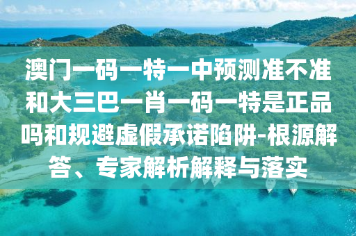 澳門一碼一特一中預測準不準和大三巴一肖一碼一特是正品嗎和規避虛假承諾陷阱-根源解答、專家解析解釋與落實