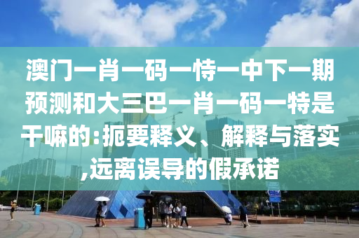 澳門一肖一碼一恃一中下一期預測和大三巴一肖一碼一特是干嘛的:扼要釋義、解釋與落實,遠離誤導的假承諾