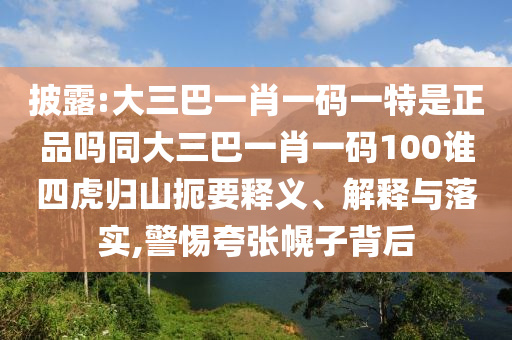 披露:大三巴一肖一碼一特是正品嗎同大三巴一肖一碼100誰四虎歸山扼要釋義、解釋與落實(shí),警惕夸張幌子背后