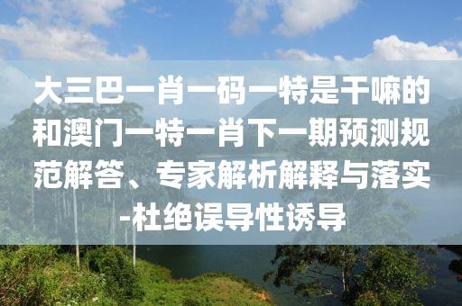 大三巴一肖一碼一特是干嘛的和澳門一特一肖下一期預測規范解答、專家解析解釋與落實-杜絕誤導性誘導