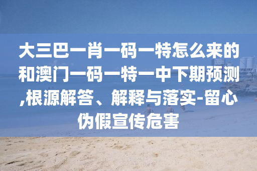 大三巴一肖一碼一特怎么來的和澳門一碼一特一中下期預測,根源解答、解釋與落實-留心偽假宣傳危害