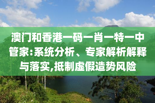 澳門和香港一碼一肖一特一中管家:系統(tǒng)分析、專家解析解釋與落實,抵制虛假造勢風險