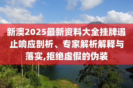 新澳2025最新資料大全掛牌遏止響應(yīng)剖析、專家解析解釋與落實(shí),拒絕虛假的偽裝