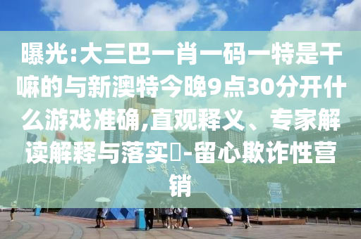 曝光:大三巴一肖一碼一特是干嘛的與新澳特今晚9點30分開什么游戲準(zhǔn)確,直觀釋義、專家解讀解釋與落實?-留心欺詐性營銷