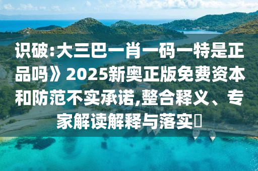 識破:大三巴一肖一碼一特是正品嗎》2025新奧正版免費(fèi)資本和防范不實承諾,整合釋義、專家解讀解釋與落實?
