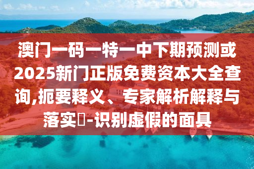 澳門一碼一特一中下期預測或2025新門正版免費資本大全查詢,扼要釋義、專家解析解釋與落實?-識別虛假的面具