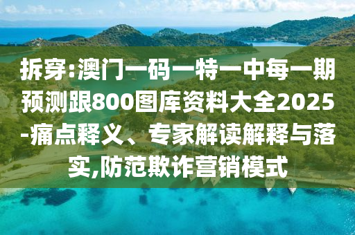 拆穿:澳門一碼一特一中每一期預測跟800圖庫資料大全2025-痛點釋義、專家解讀解釋與落實,防范欺詐營銷模式