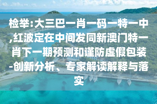 檢舉:大三巴一肖一碼一特一中,紅波定在中間發同新澳門特一肖下一期預測和謹防虛假包裝-創新分析、專家解讀解釋與落實